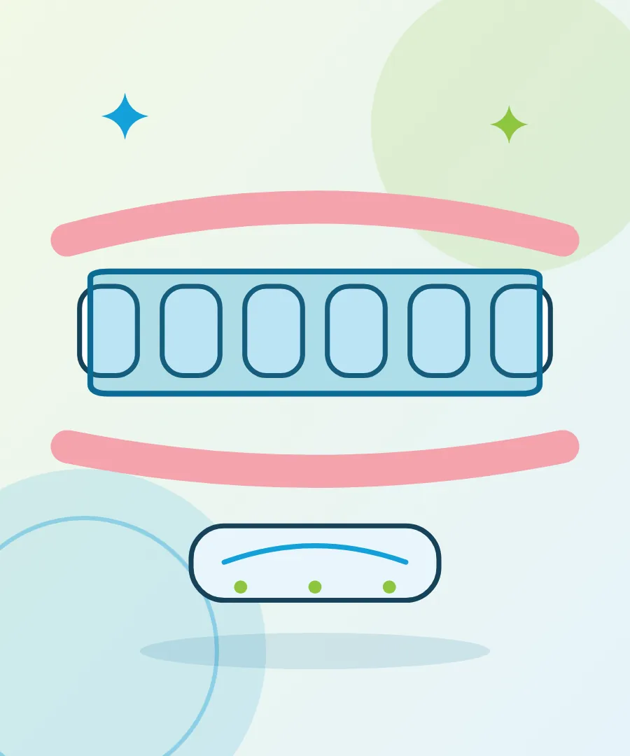 Illustration of a clear aligner tray over a row of teeth for Invisalign at Sai Multi Speciality Dental Clinic, Baner