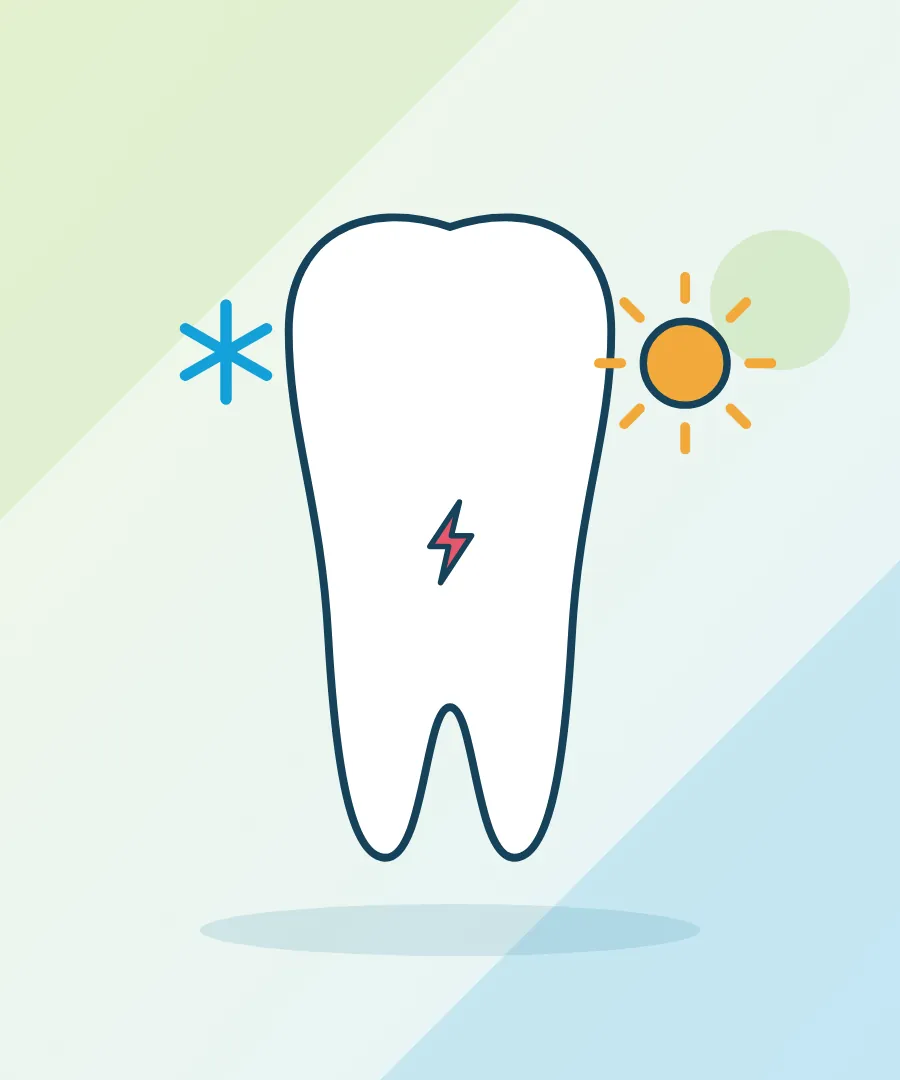 Illustration of a tooth with cold and heat symbols for sensitive teeth at Sai Multi Speciality Dental Clinic, Baner