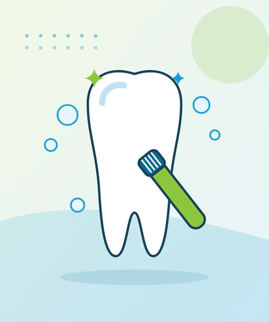 Illustration of a tooth with a brush and bubbles for teeth cleaning & scaling at Sai Multi Speciality Dental Clinic, Baner